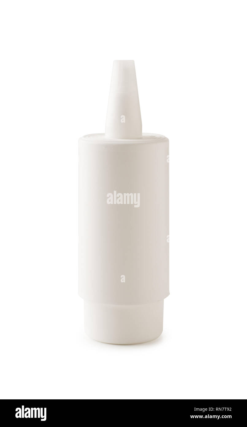 Whtie spray nasale isolato su uno sfondo bianco Foto Stock