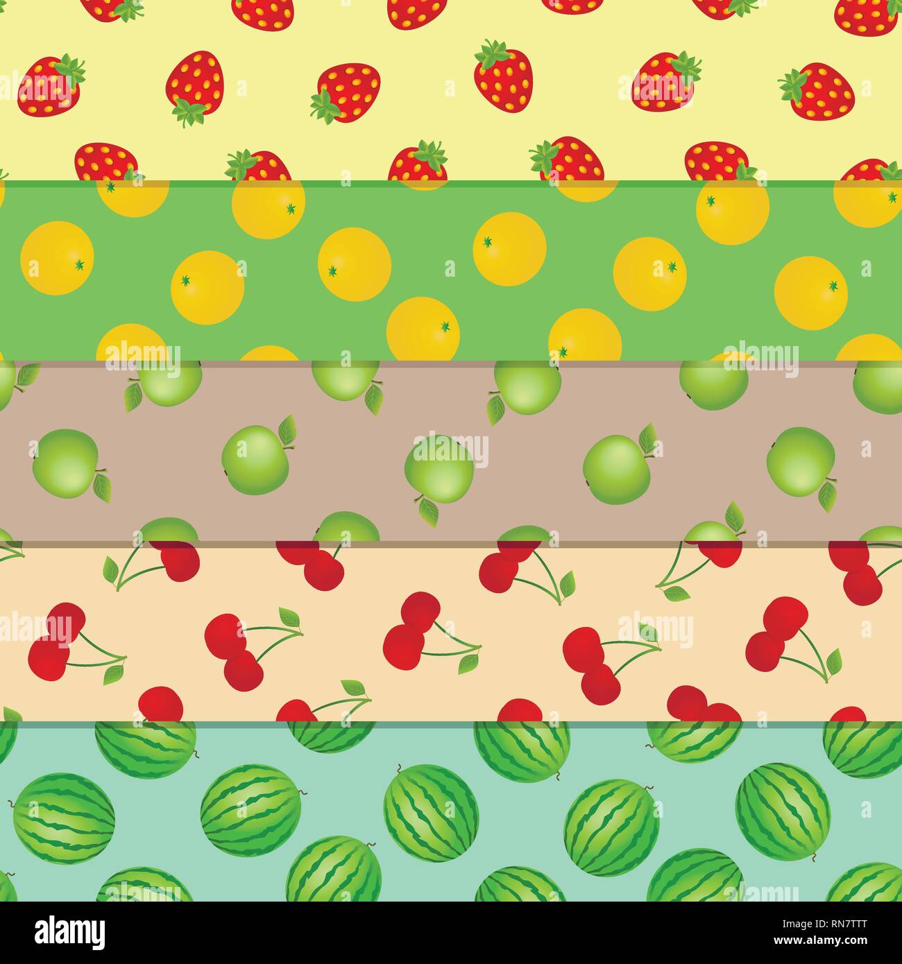 Serie di modelli senza giunture. Frutti e bacche. Illustrazione Vettoriale