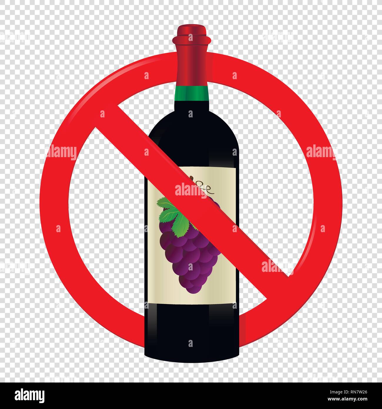 Non bere vino segno isolato su sfondo trasparente Illustrazione Vettoriale
