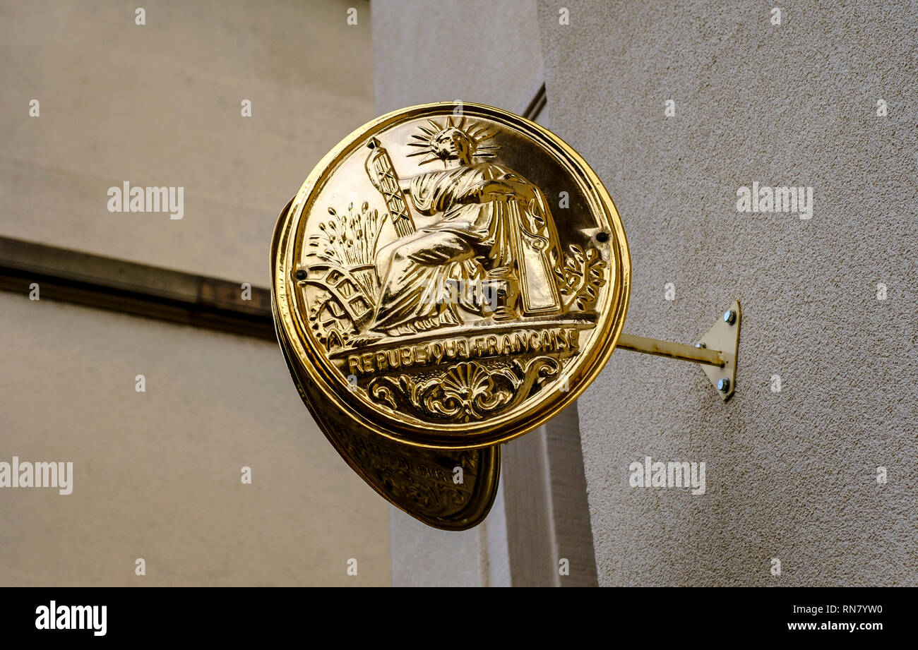 Alsace, Francia, firma ufficiale del notaio francese République Francaise, Europa, Foto Stock