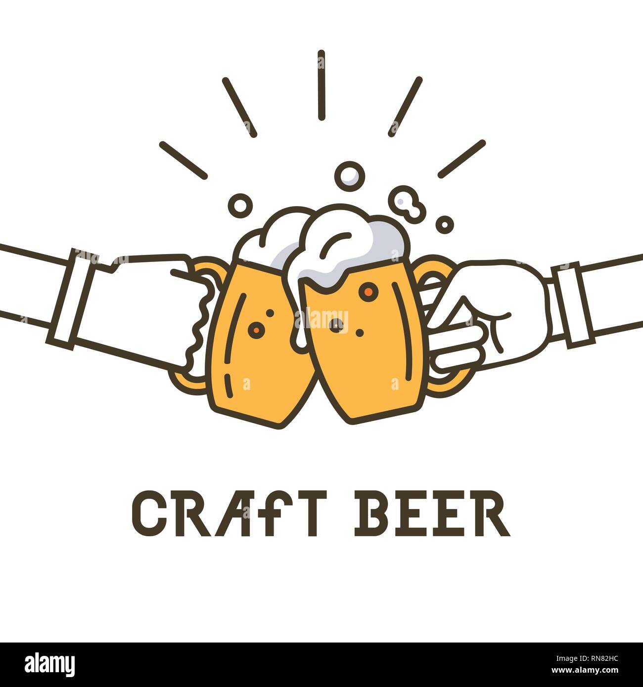 La birra artigianale logo, scritte illustrazione vettoriale emblema design. Illustrazione Vettoriale