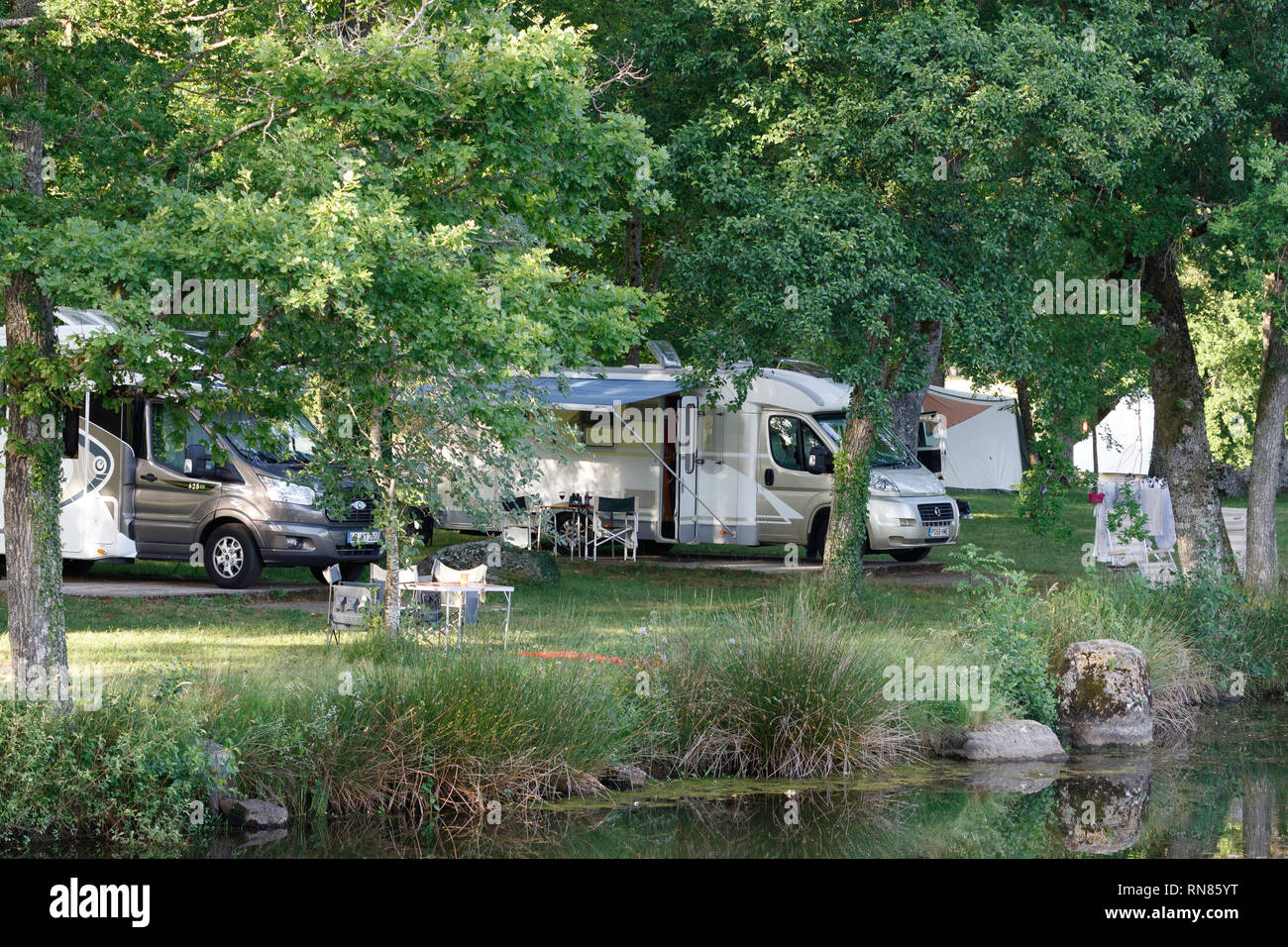 Camping l'etang du Camp Foto Stock