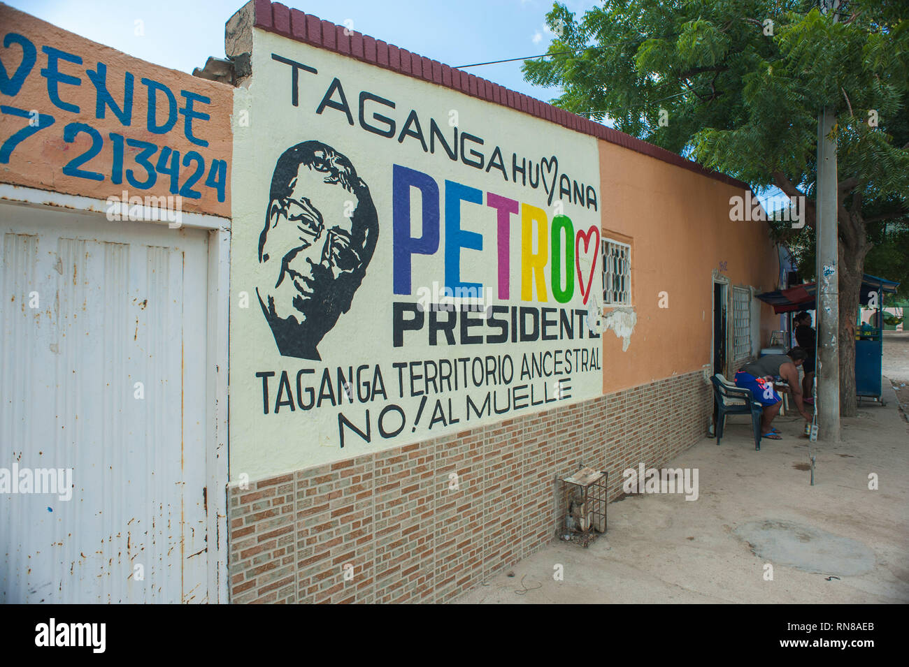 Taganga, Santa Marta, Colombia: Petro presidente campagna politica. Foto Stock