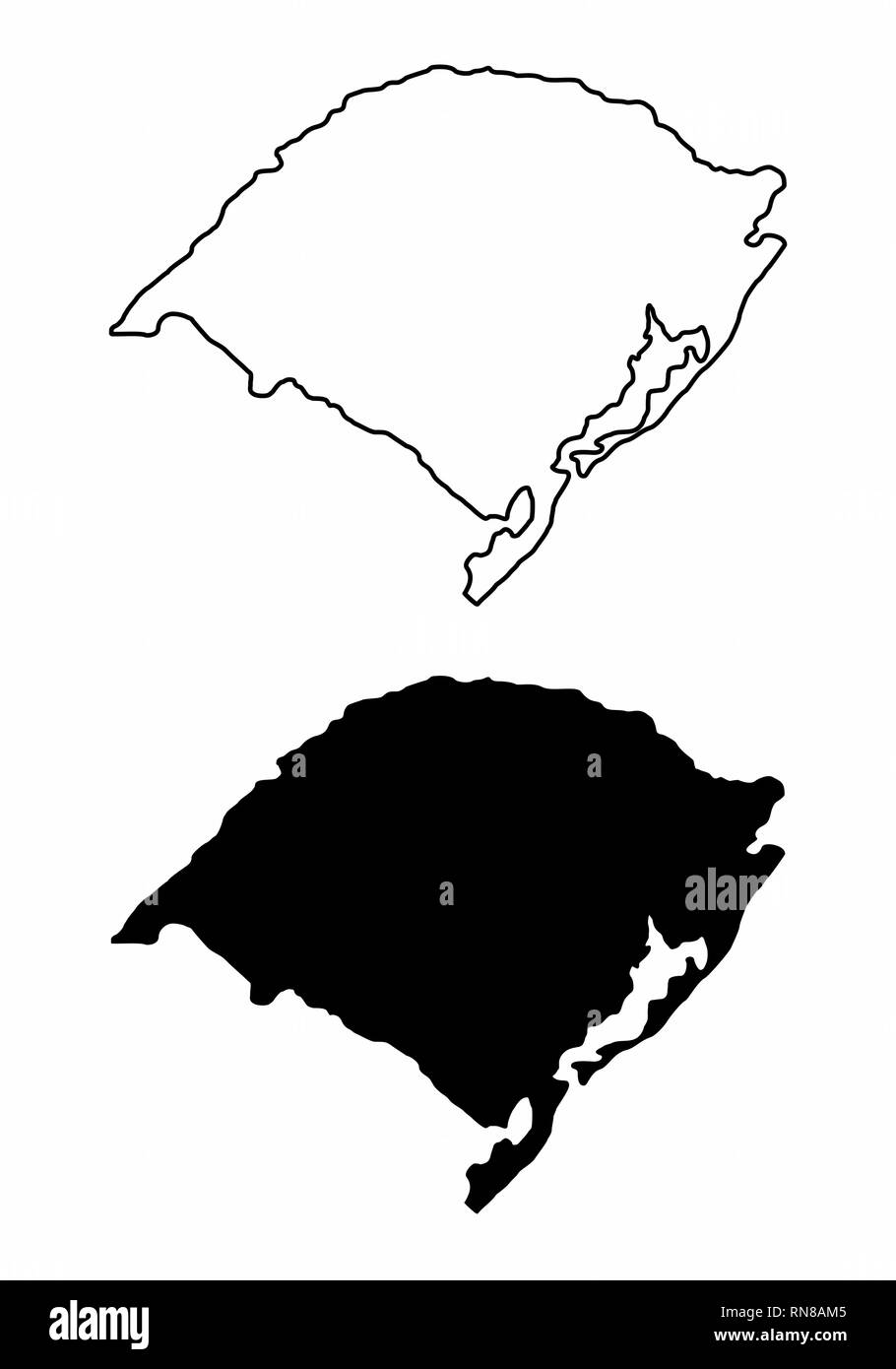 In bianco e nero mappe di Rio Grande do Sul, Brasile Illustrazione Vettoriale