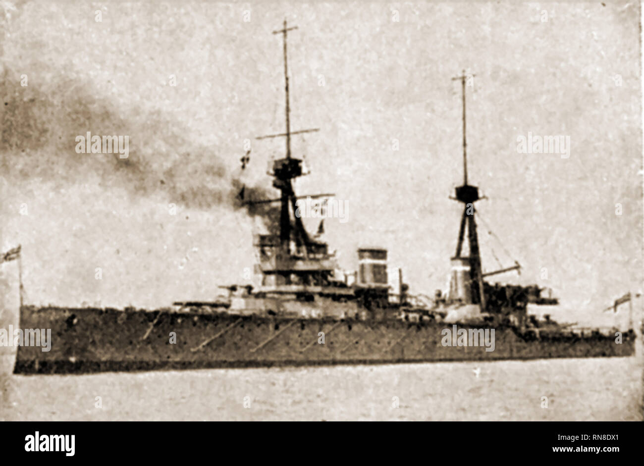 1920 Illustrazione - HMS invincibile. Affondato durante la battaglia dello Jutland Foto Stock