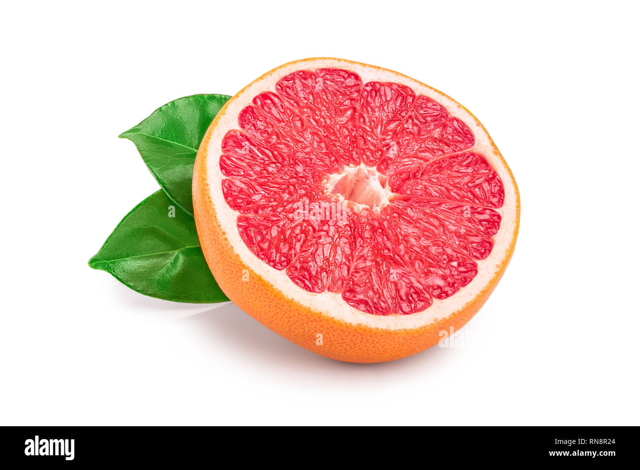 Semi di Pompelmo con foglie isolati su sfondo bianco Foto Stock