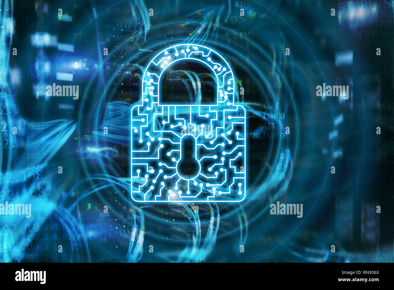 Cyber security lock icona Privacy Informazioni sulla protezione dei dati e internet concetto tecnologico. Foto Stock