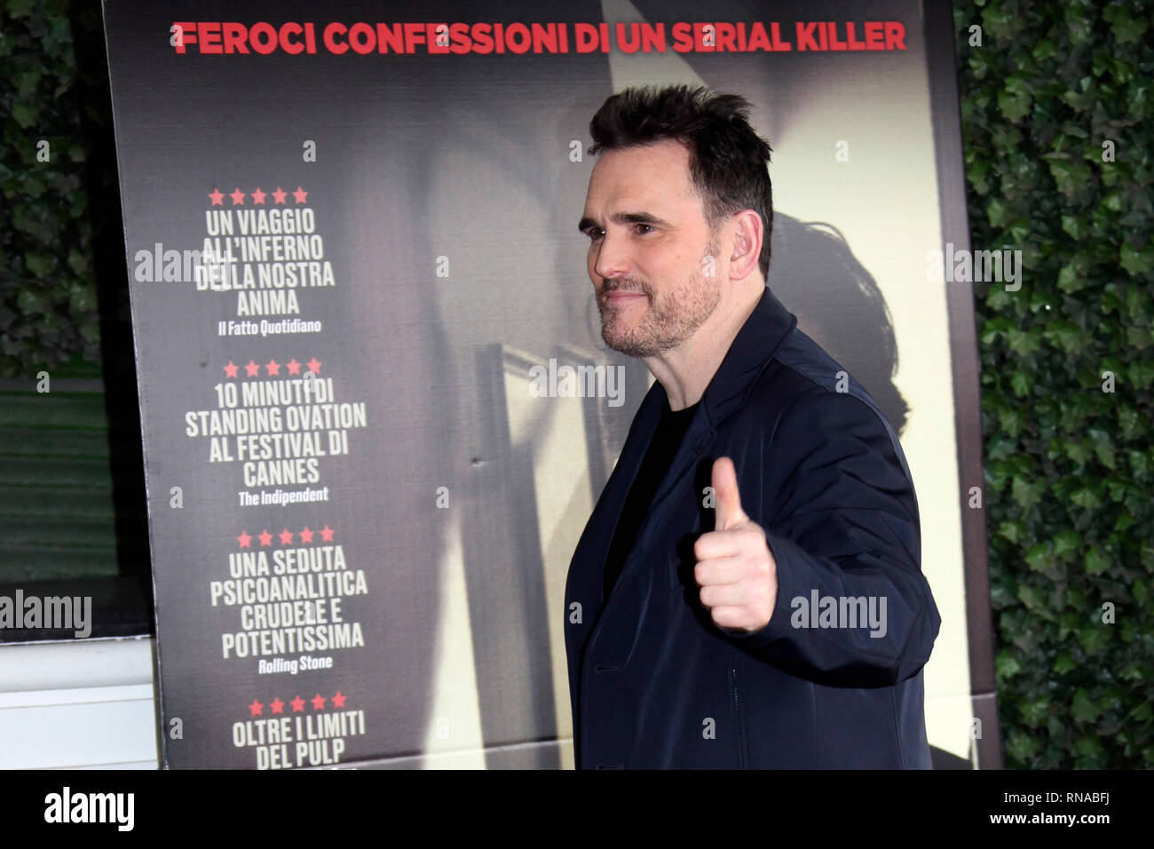 Roma, Italia. 18 Febbraio, 2019. Matt Dillon Roma 18 febbraio 2019. Attore Matt Dillon pone per i fotografi durante la presentazione del film "La casa che Jack costruita' sul tetto del Bernini Hotel. Foto Insidefoto Credito: insidefoto srl/Alamy Live News Foto Stock