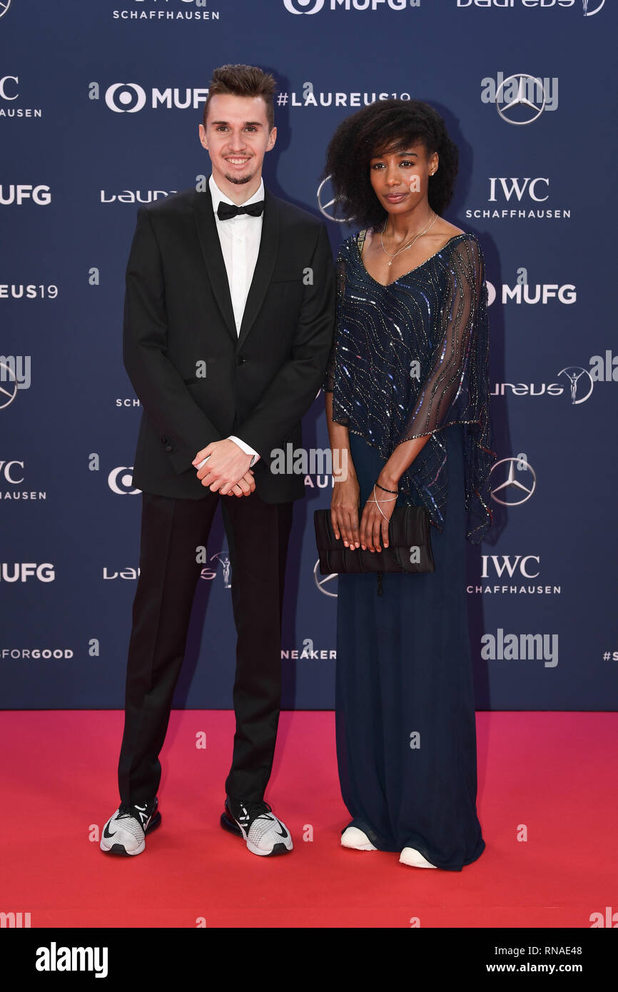 Vincitore del 5km MonacoRun Herculis Julian Wanders (l) e Iliasse Hassala (r). GES / Sport / Generale Laureus World Sports Awards 2019, 18.02.2019 Sport: Laureus World Sports Awards 2019, febbraio 18, 2019 | Utilizzo di tutto il mondo Foto Stock