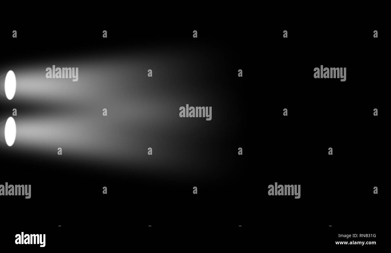 Proiettore bianco. Stadio di Spotlight con fumo su sfondo nero. Foto Stock