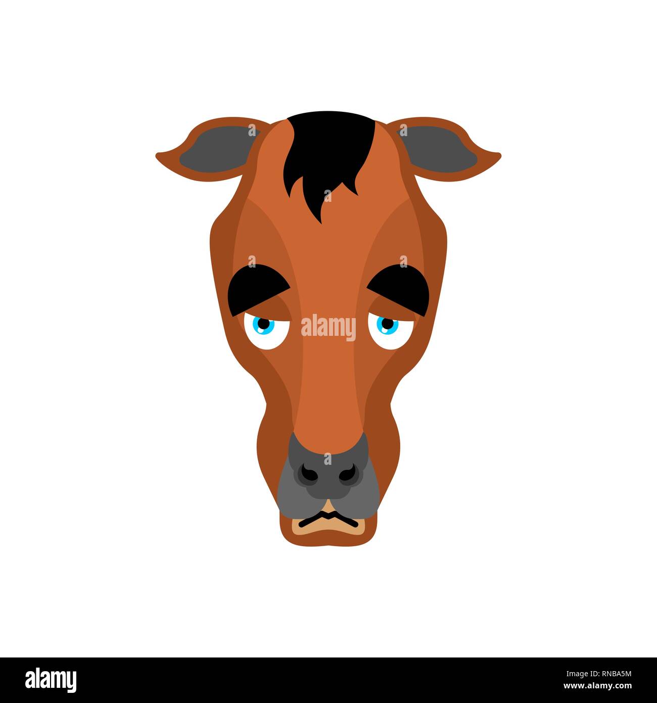 Cavallo triste gli Emoji. Destriero emozioni dolorosi. hoss noiosa. Illustrazione Vettoriale Illustrazione Vettoriale