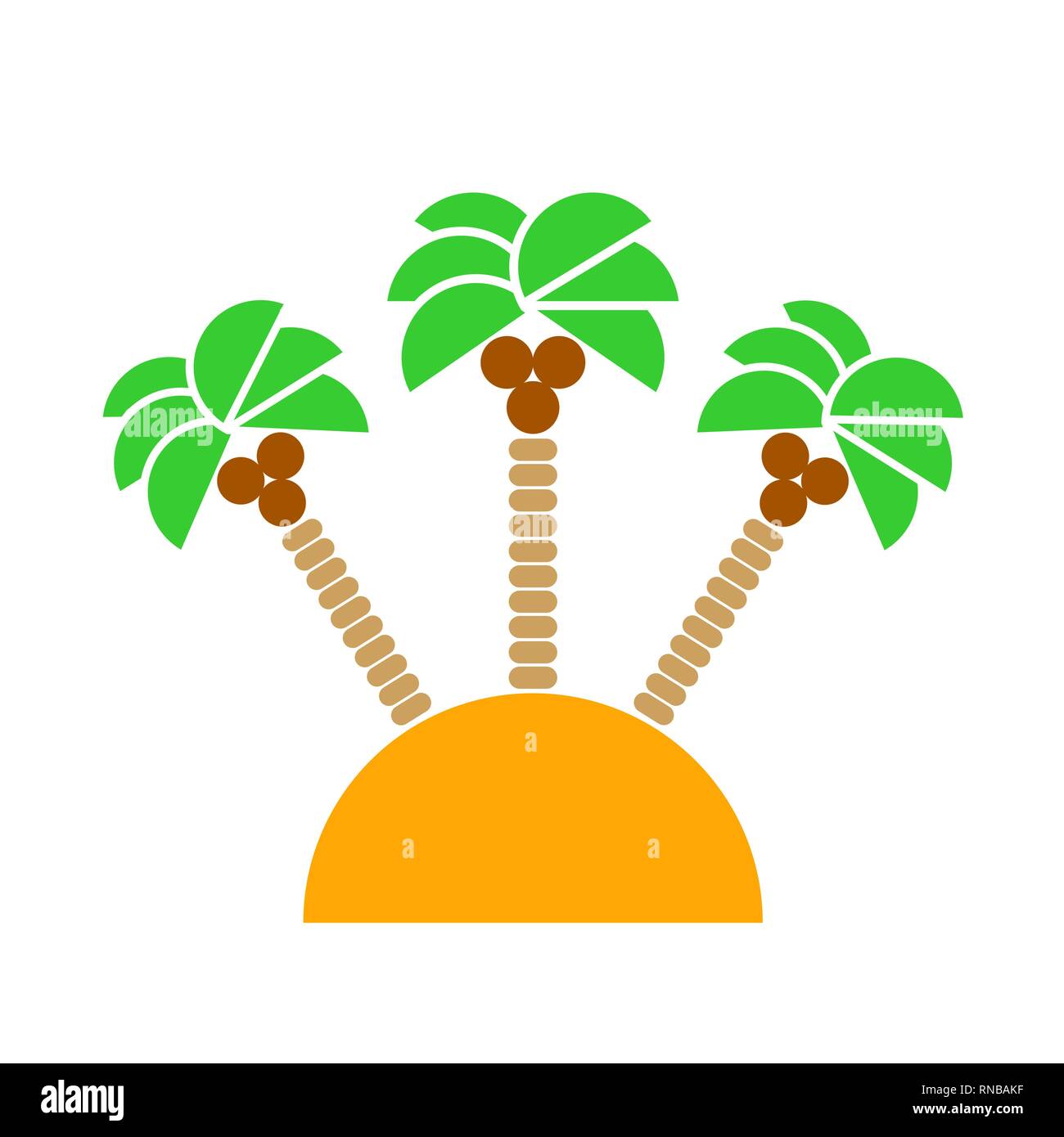 Isola deserta con palme isolate. Vettore Illustrazione Vettoriale