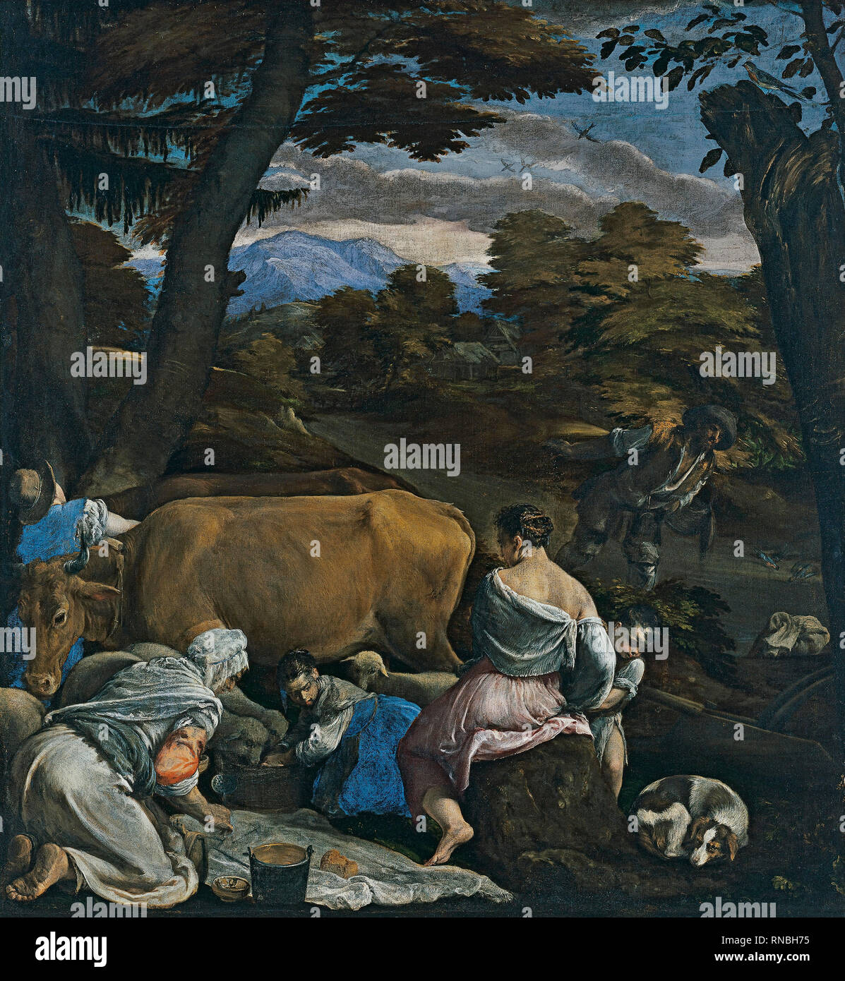 Jacopo Bassano (Bassano del Grappa, ca. 1510 -1592). La parabola del seminatore (ca. 1560). Olio su tela. 139 x 129 cm. Museo: Museo Nacional Thyssen-Bornemisza, Madrid. Autore: BASSANO, Jacopo. Bassano, Jacopo, il vecchio. Foto Stock