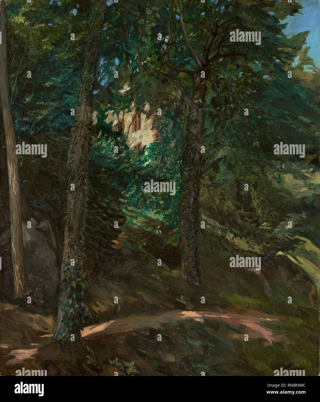 Wilhelm Trübner (Heidelberg, 1851-Karlsruhe, 1917). Castello di Lichtenberg in Odenwald (1900). Olio su tela. 91,5 x 78,5 cm. Museo: Museo Nacional Thyssen-Bornemisza, Madrid. Autore: Trübner, Wilhelm. Trübner, Heinrich Wilhelm. Foto Stock