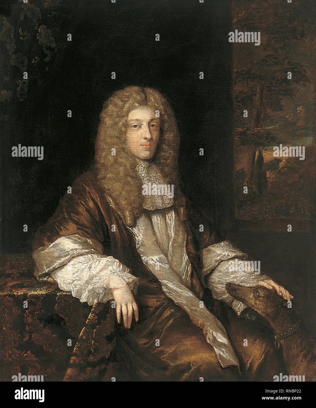 Caspar (attribuito a) Netscher (Heidelberg (?), 1639 - L'Aia, 1684). Ritratto di un uomo (ca. 1676). Olio su tela. 54 x 45,5 cm. Museo: Museo Nacional Thyssen-Bornemisza, Madrid. Foto Stock