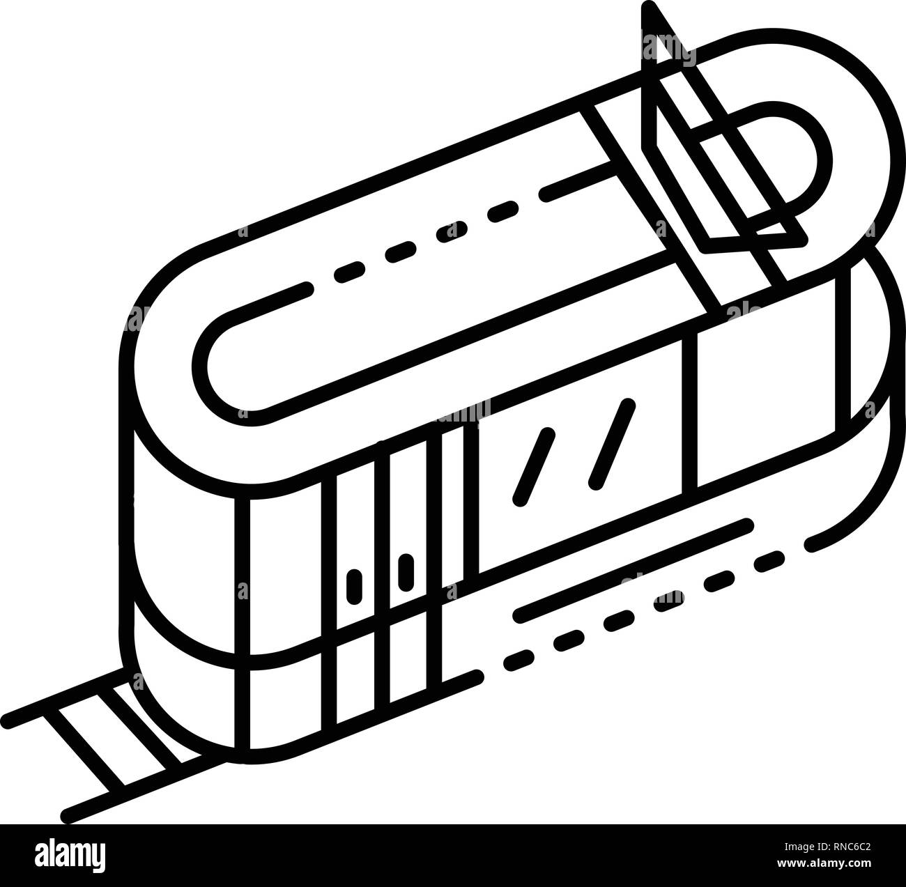 Icona di tram, stile contorno Illustrazione Vettoriale