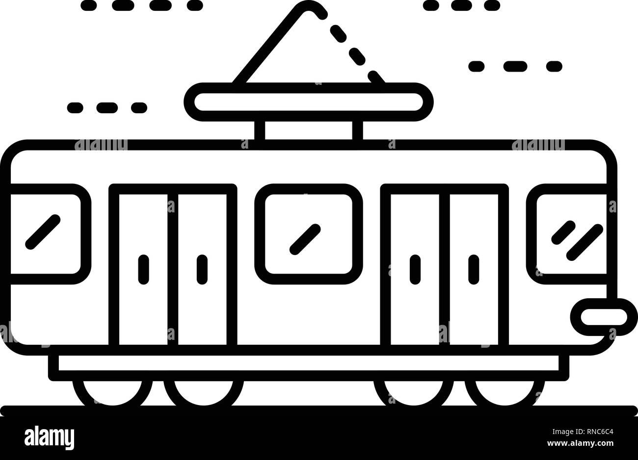 Retrò icona tranviaria, stile contorno Illustrazione Vettoriale