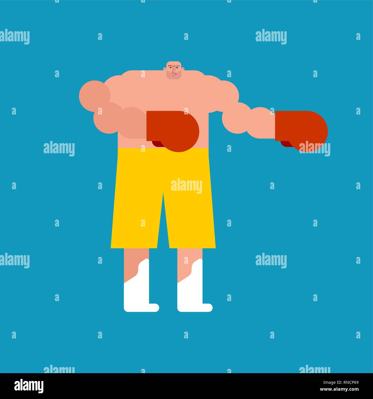 Boxer isolato. Atleta in atteggiamento di combattimento. Illustrazione Vettoriale Illustrazione Vettoriale