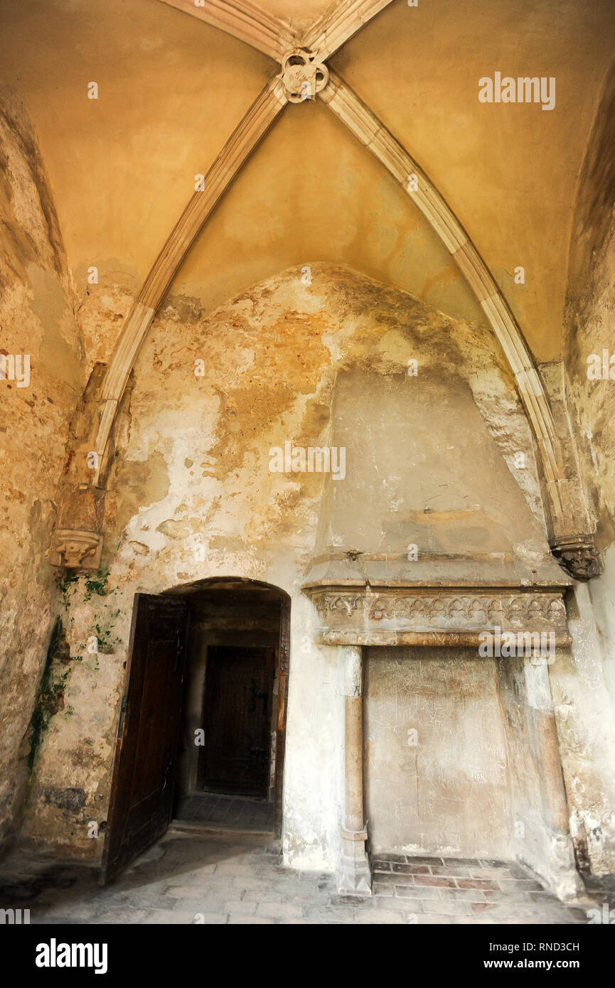 Gotico-rinascimentale Castelul Corvinilor (Corvin castello costruito nel XV secolo da Giovanni Hunyadi e ricostruita da re ungherese Matthias Corvinus e Gabrie Foto Stock