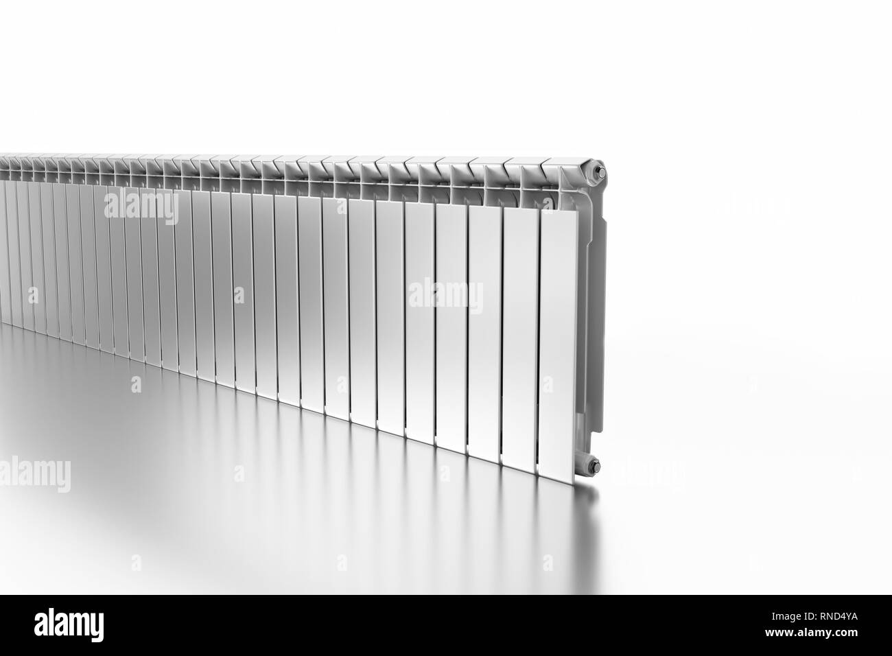 Il rendering 3D. Centrale del radiatore di riscaldamento con molte sezioni. Foto Stock