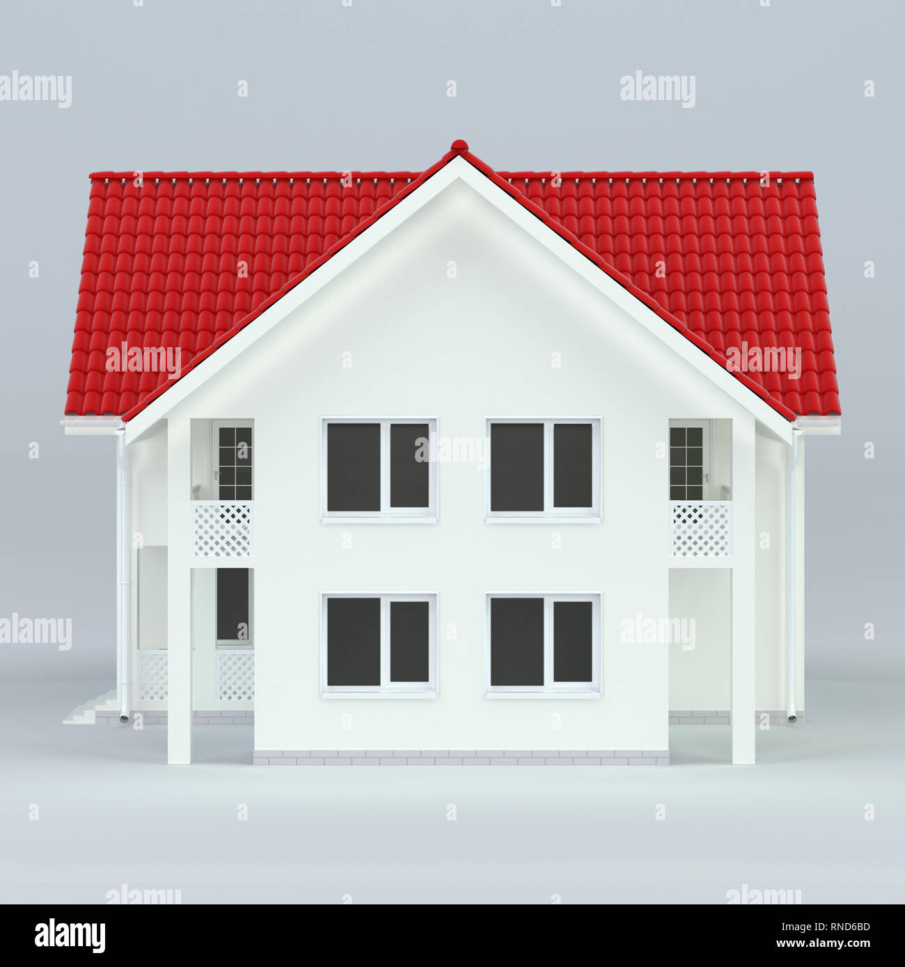 3D rendering di casa moderna con garage in vendita o in affitto Foto Stock