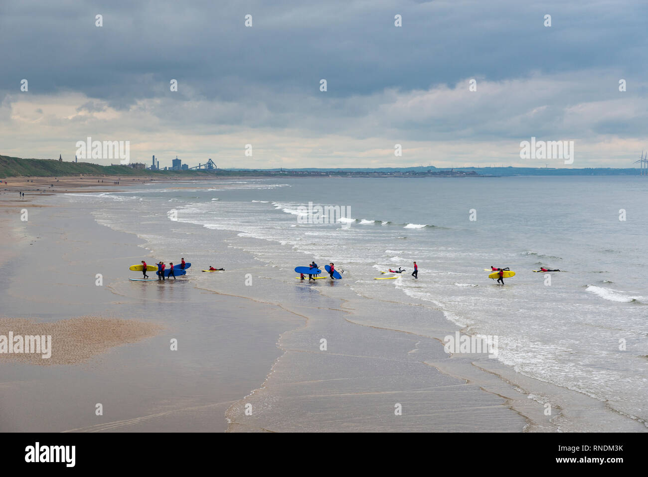 Scuola di surf a cambs, North Yorkshire, Inghilterra Foto Stock