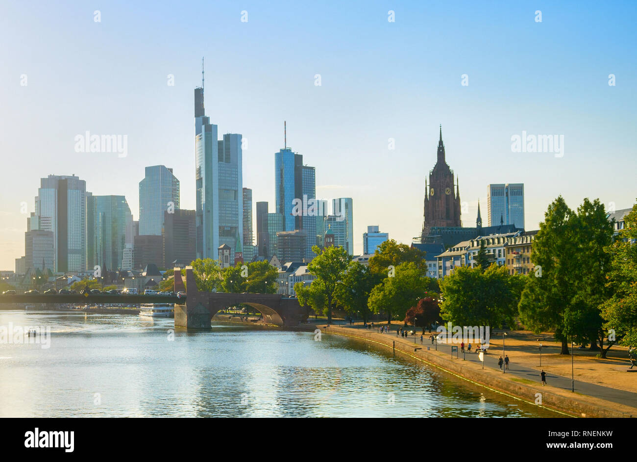 Francoforte centro città cityscape, Francoforte, Germania Foto Stock