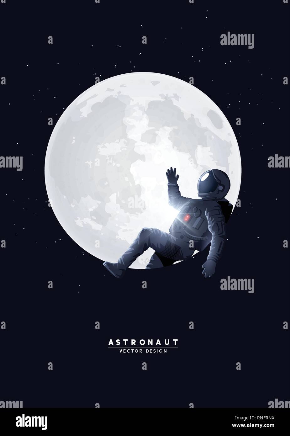 Un astronauta astronauta rilassante sulla luna. Illustrazione Vettoriale. Illustrazione Vettoriale