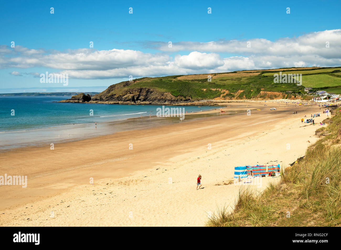 Spiaggia sabbiosa a praa sands, Cornwall, Inghilterra, Regno Unito, Foto Stock