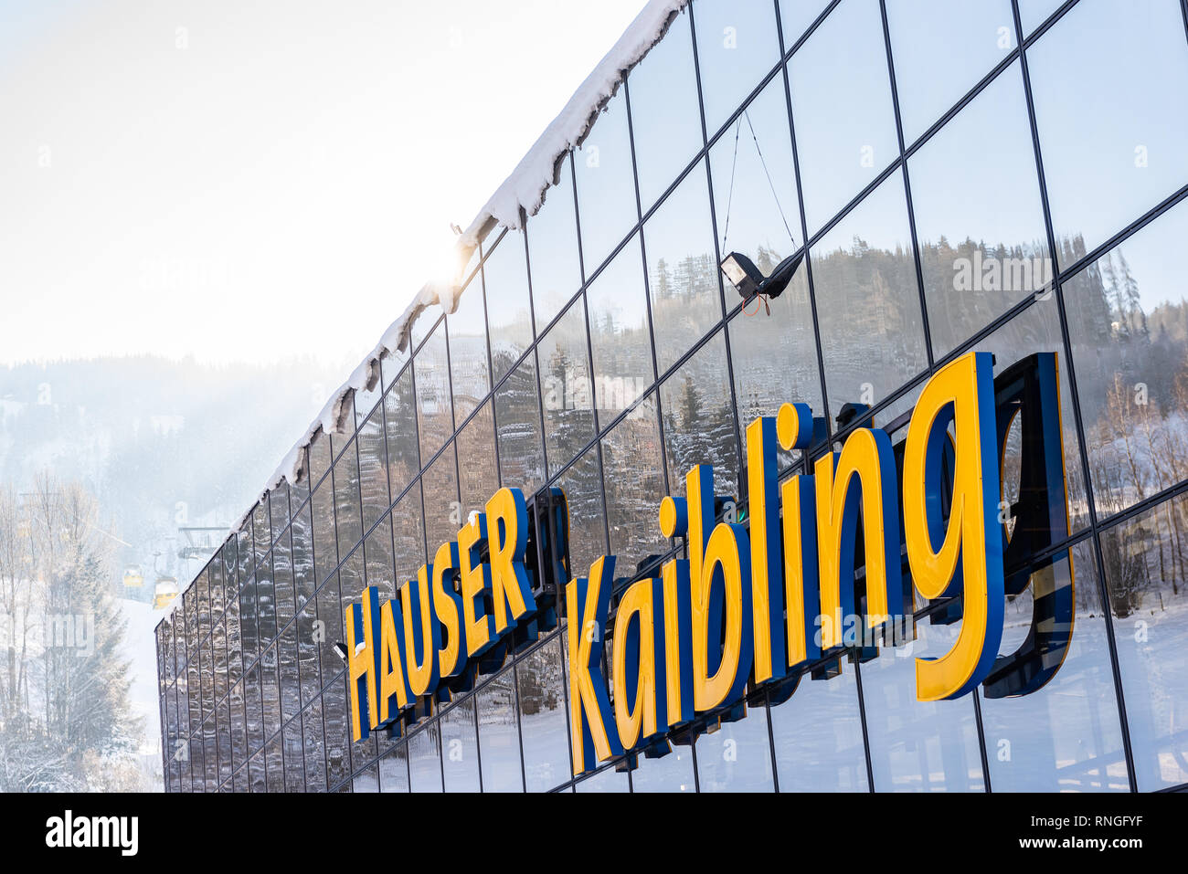 Stazione di sci Hauser Kaibling uno dell'Austria top ski resorts: 44 impianti di risalita, 123 km di piste da sci, ski Austria, Alpi Ski Amade Foto Stock