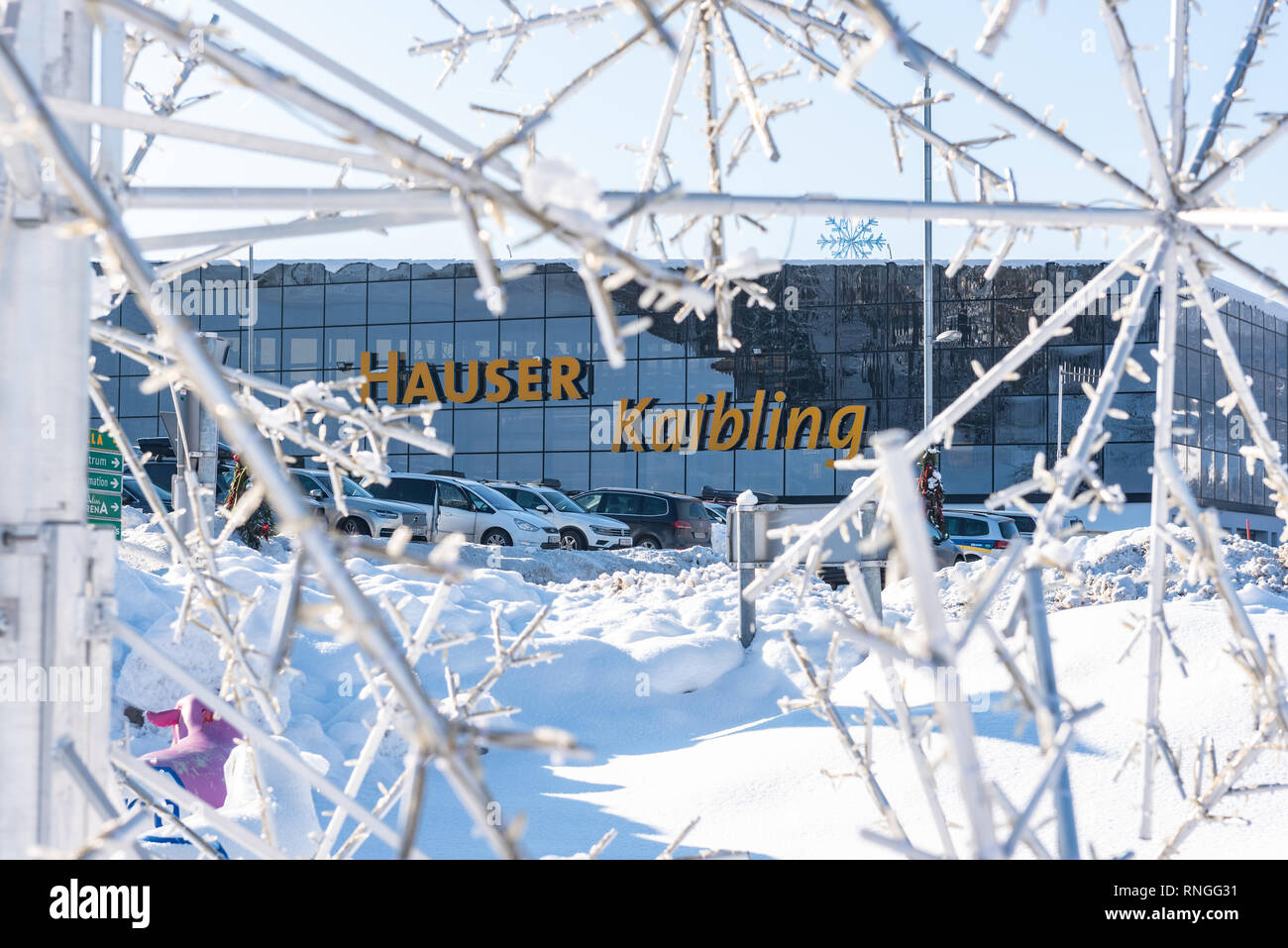 Stazione di sci Hauser Kaibling - uno dei dell'Austria top ski resorts 44 impianti di risalita 123 chilometri di piste da sci, parcheggio, Schladminger interconnessi 4 montagne Foto Stock