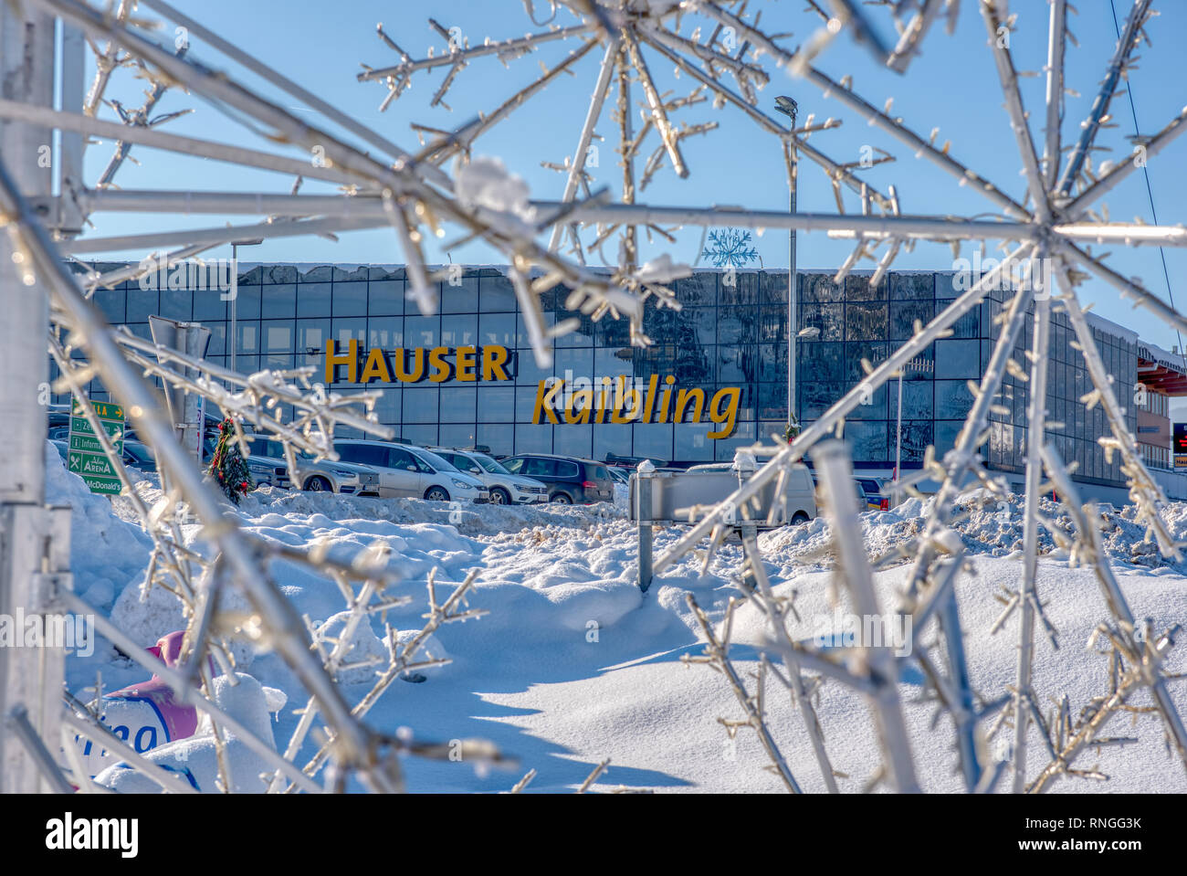 Stazione di sci Hauser Kaibling - uno dei dell'Austria top ski resorts 44 impianti di risalita 123 chilometri di piste da sci, parcheggio, Schladminger interconnessi 4 montagne Foto Stock