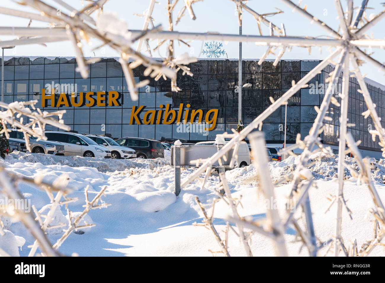 Stazione di sci Hauser Kaibling - uno dei dell'Austria top ski resorts 44 impianti di risalita 123 chilometri di piste da sci, parcheggio, Schladminger interconnessi 4 montagne Foto Stock