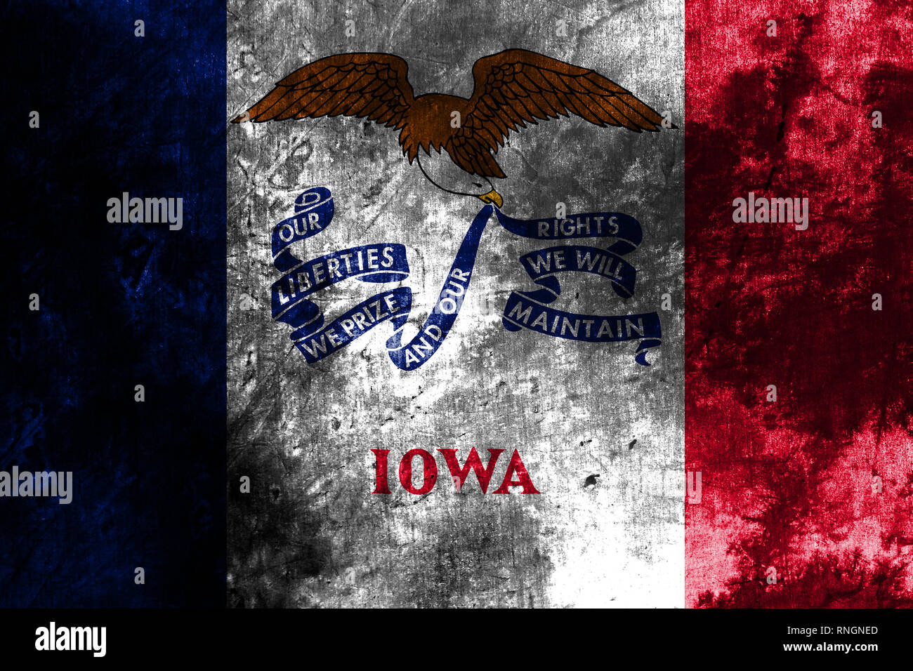 Iowa State flag grunge, Stati Uniti d'America Foto Stock