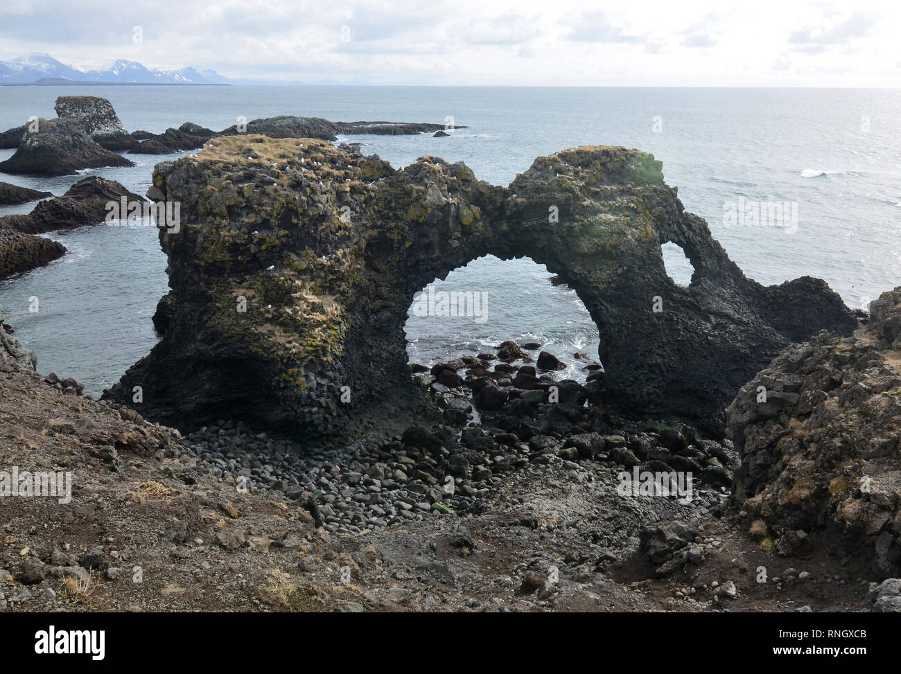 Grande Arco rock formazione sulla penisola Snaefelsnes in Islanda. Foto Stock