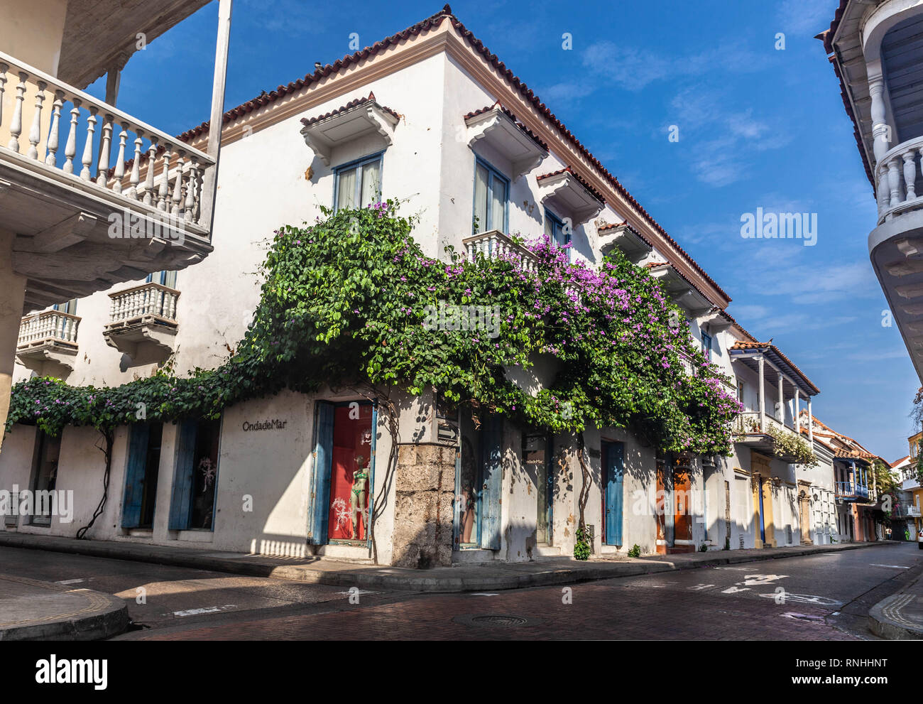 Calle de Las Damas, Cartagena de Indias, Colombia. Foto Stock
