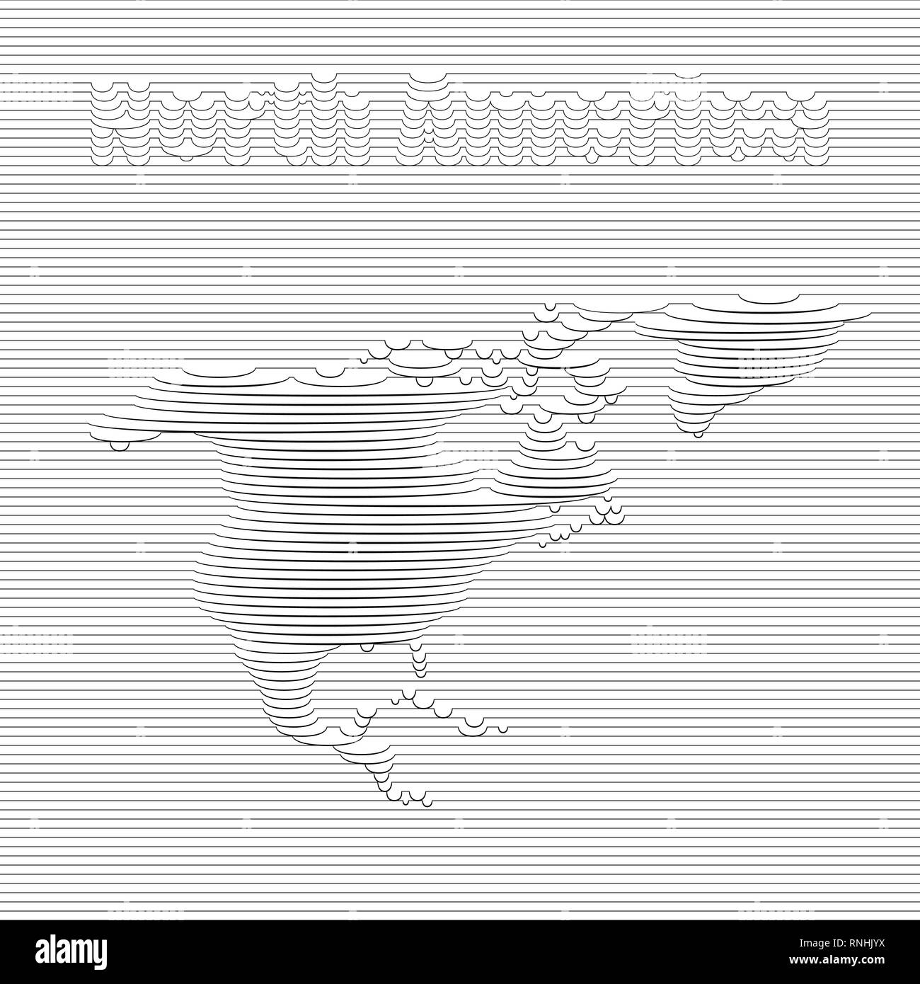 Linea astratta di mappa del Nord America su vector graphic art. Illustrazione Vettoriale
