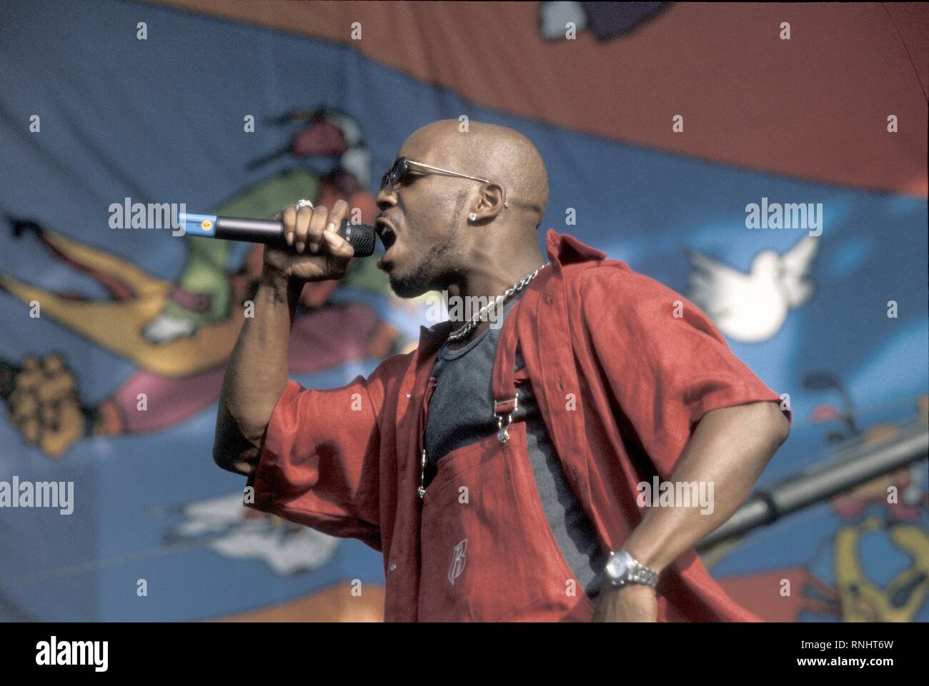 Il rapper DMX è mostrato durante il suo 'live' prestazioni di concerto a Woodstock '99. Foto Stock