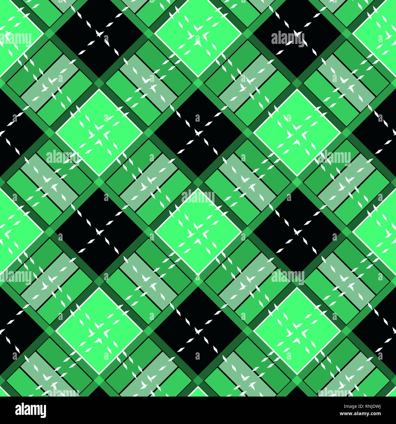 Green Gingham rhombus Buffalo lusso Lumberjack plaid tartan vettore modello Memphis vintage perfetta forma divertente funny tessile Texture Flanel scozzese Illustrazione Vettoriale