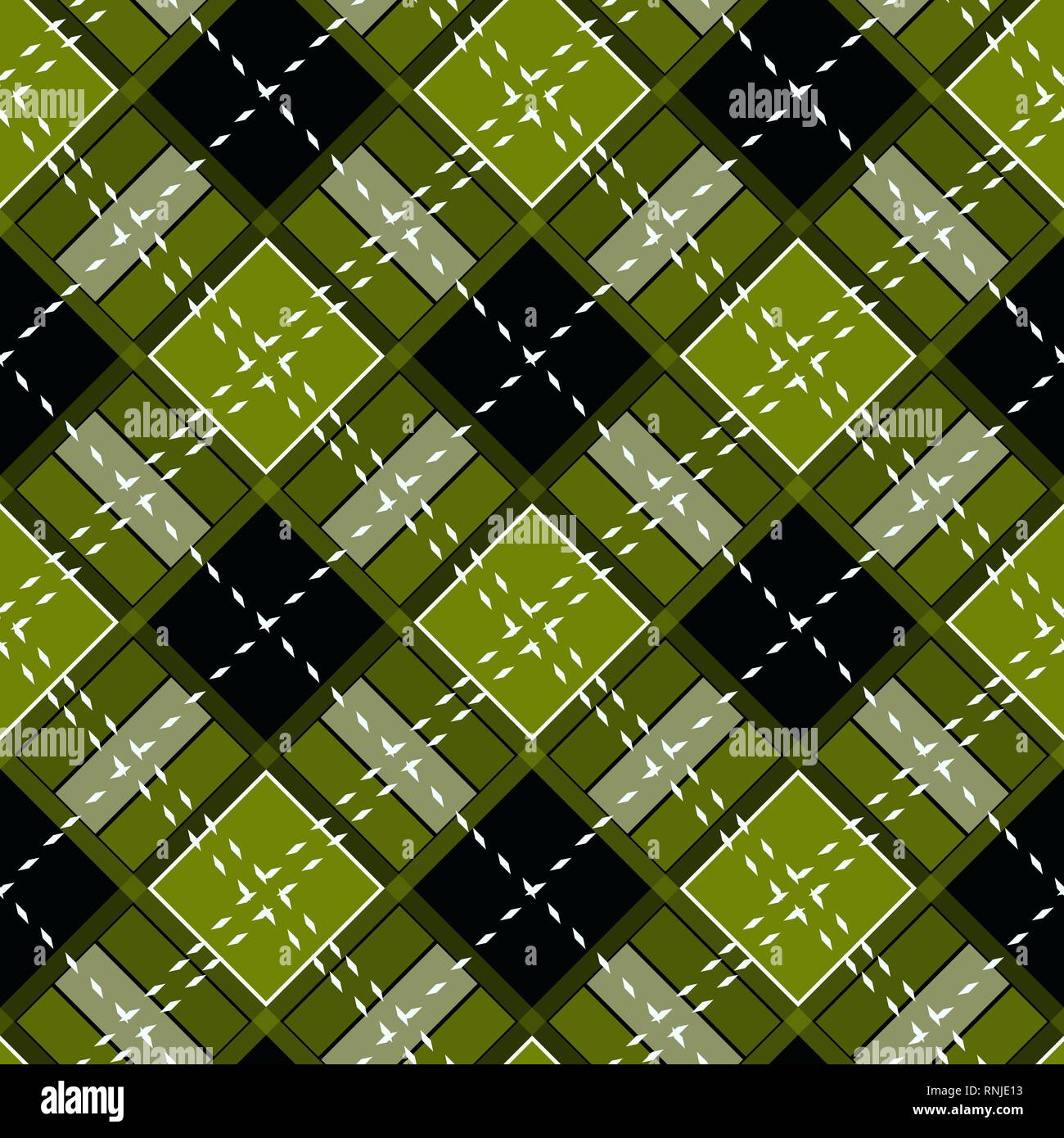 Green Gingham rhombus Buffalo lusso Lumberjack plaid tartan vettore modello Memphis vintage perfetta forma divertente funny tessile Texture Flanel scozzese Illustrazione Vettoriale