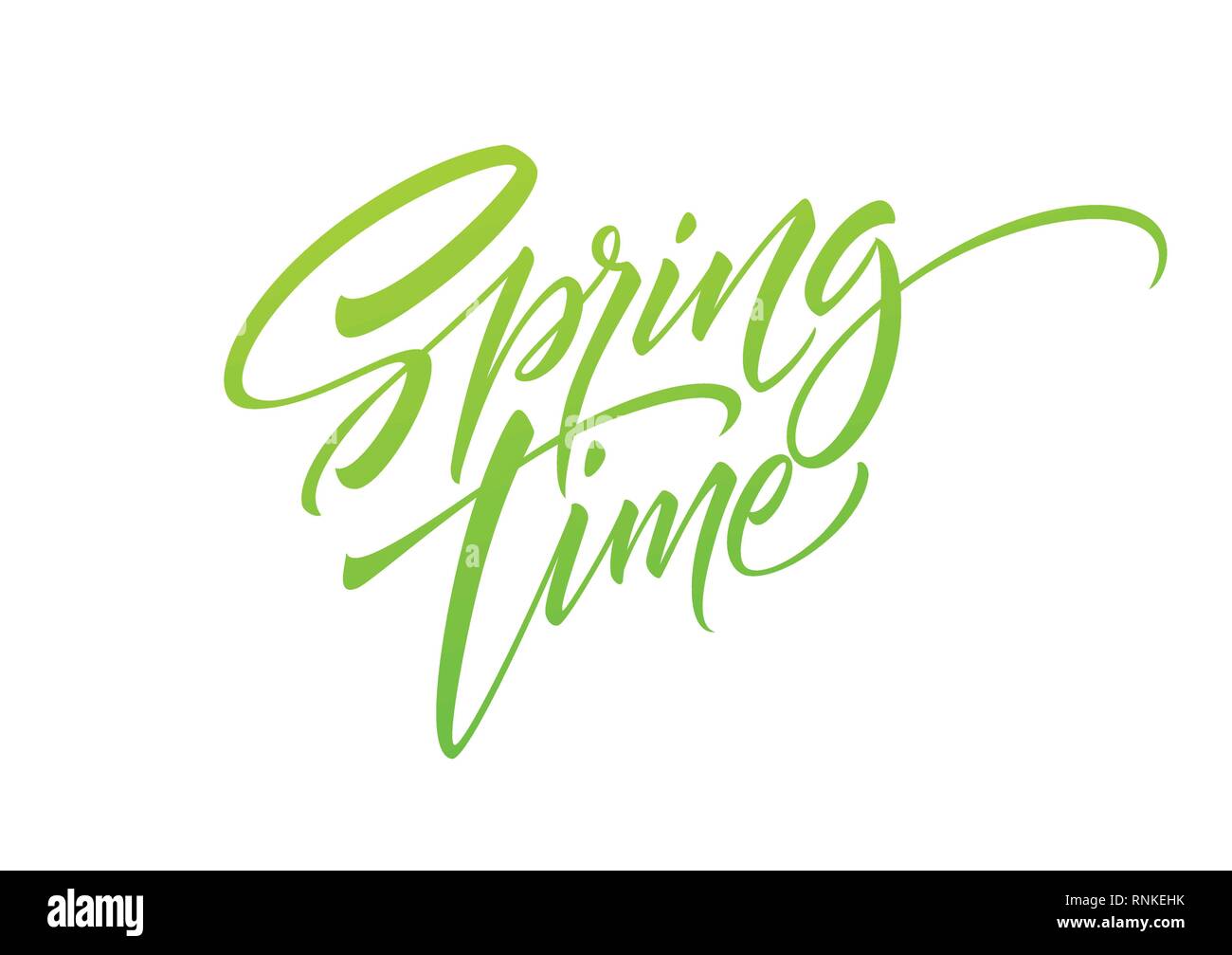 Il tempo primaverile disegnati a mano scritte. Isolato su sfondo bianco. Illustrazione Vettoriale Illustrazione Vettoriale