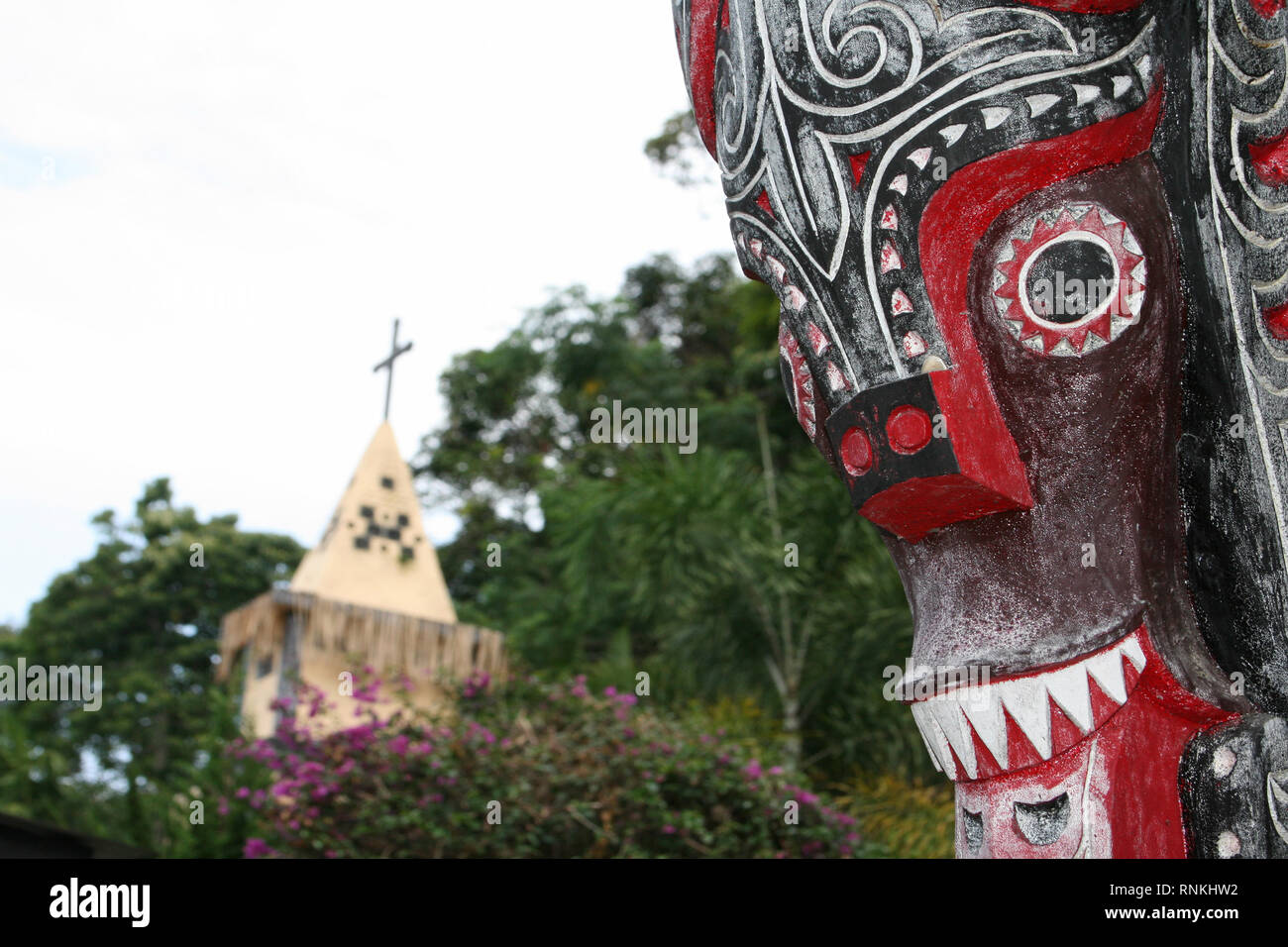 Maschera di Batak - isola di Samosir, Lago Toba, Sumatra Foto Stock