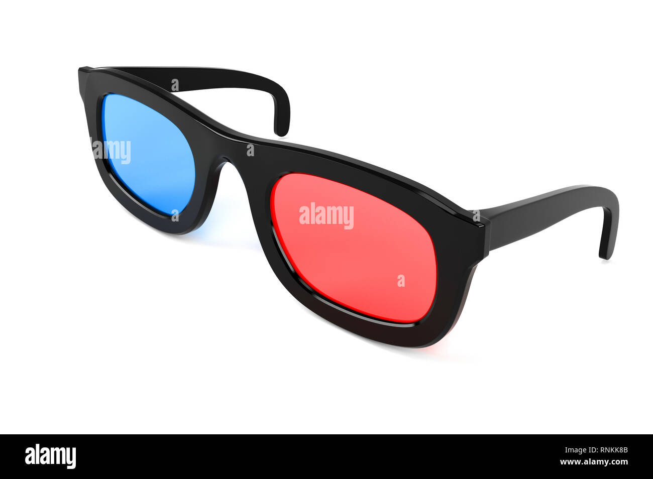 3d movie bicchieri. Gli occhiali colorati per movie theater. 3D rendering illustrazione isolato Foto Stock