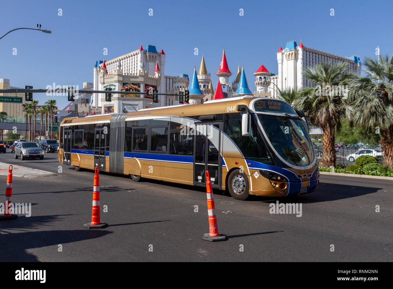 Un RTC Las Vegas (SDX) sulla Strip di Las Vegas, Nevada, Stati Uniti. Foto Stock