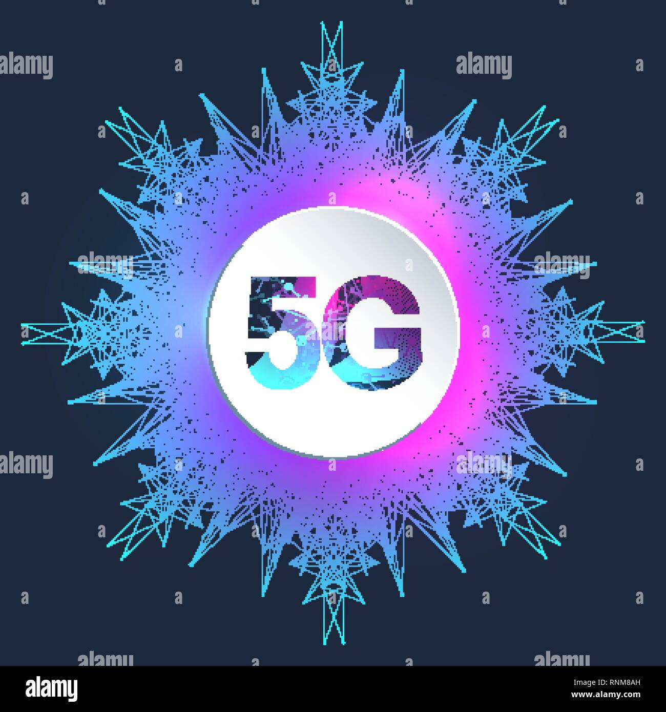 5Logo G rete sistemi wireless e internet illustrazione vettoriale. 5G il concetto di banner. Segno del vettore, il simbolo 5G. La tecnologia sci-fi concept Illustrazione Vettoriale