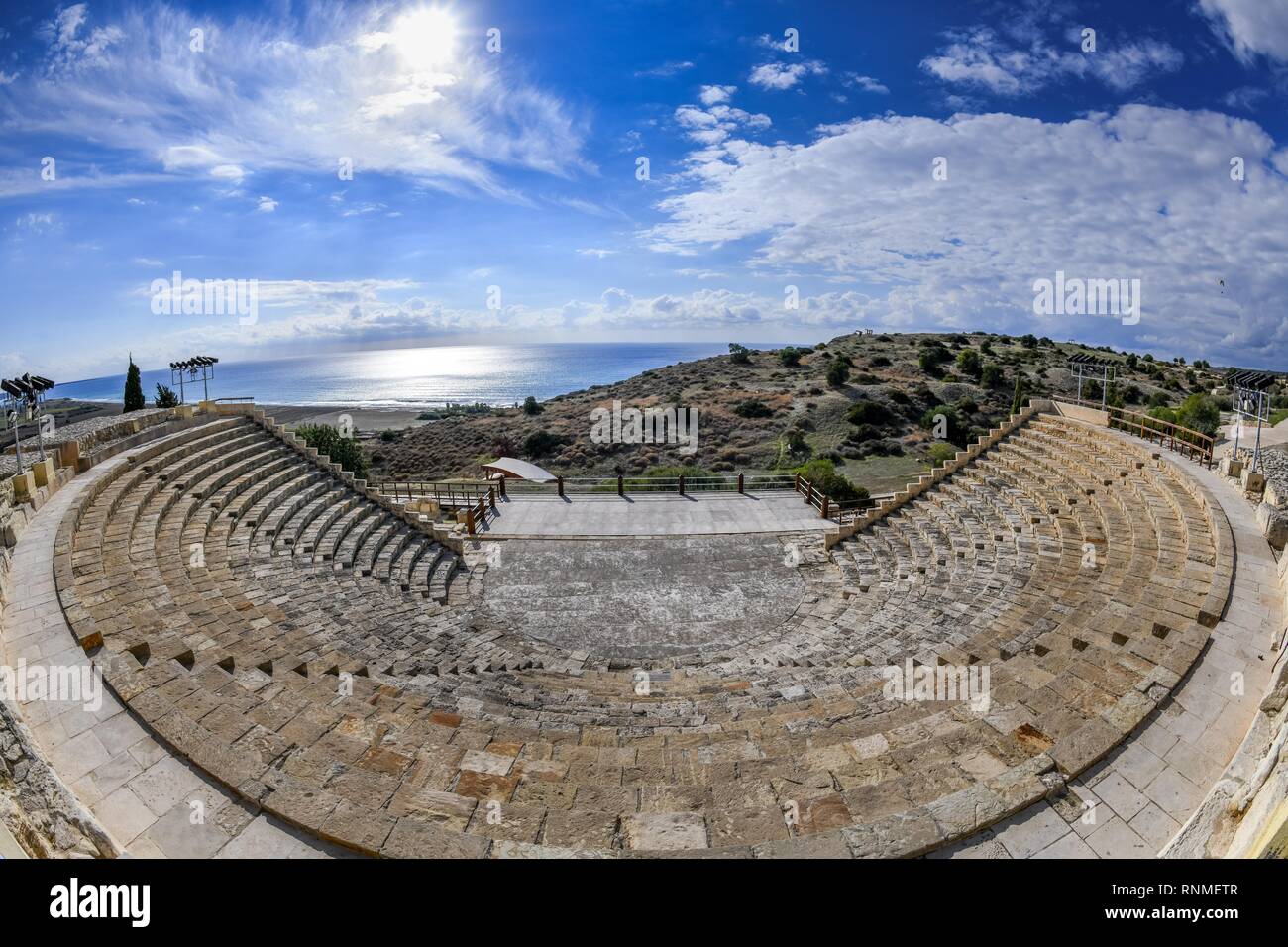 Anfiteatro, lo scavo del sito site, Kourion, Cipro Foto Stock