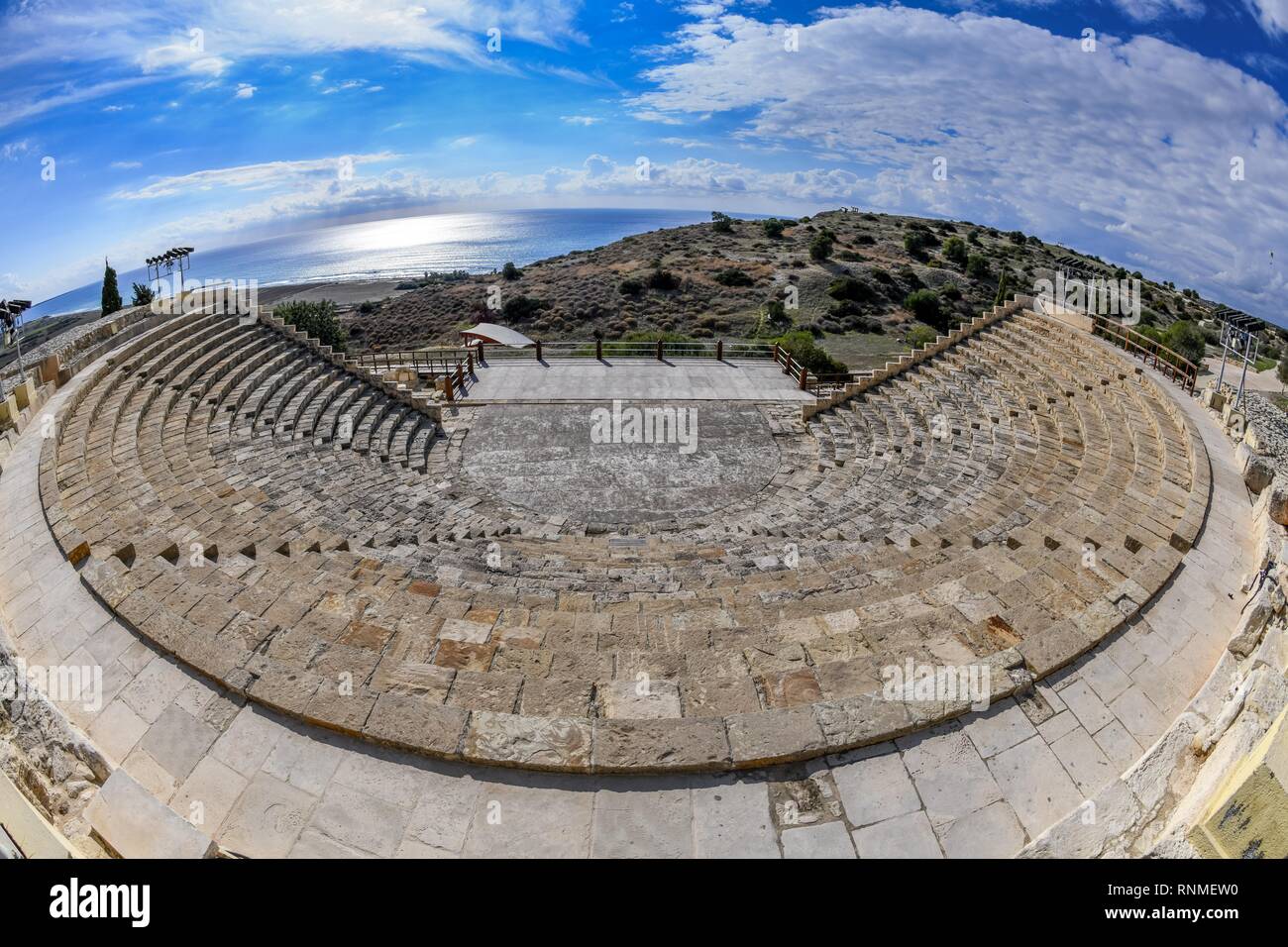 Anfiteatro, lo scavo del sito site, Kourion, Cipro Foto Stock