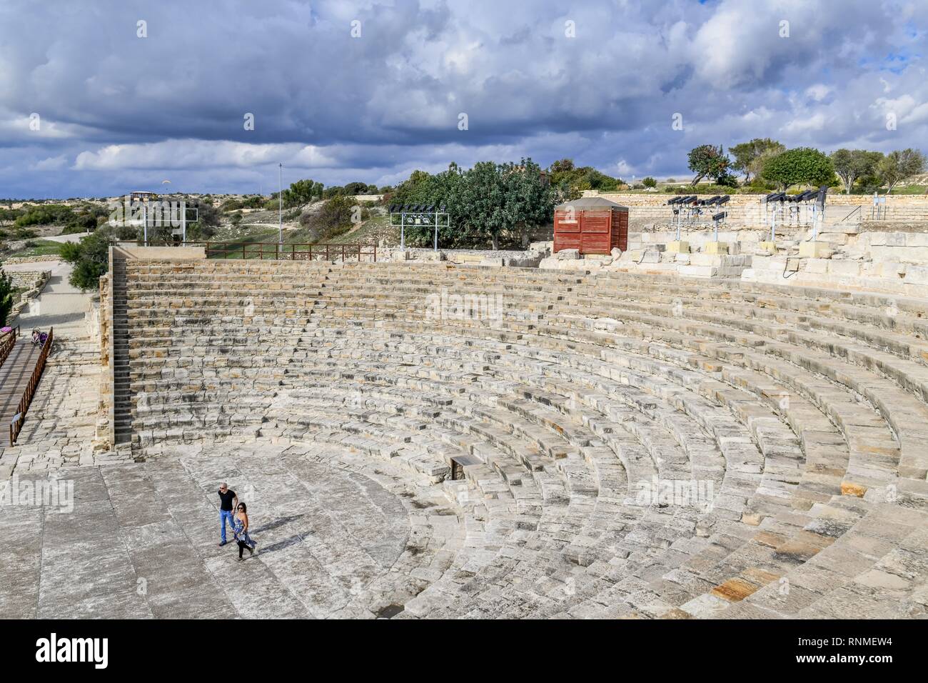 Anfiteatro, lo scavo del sito site, Kourion, Cipro Foto Stock