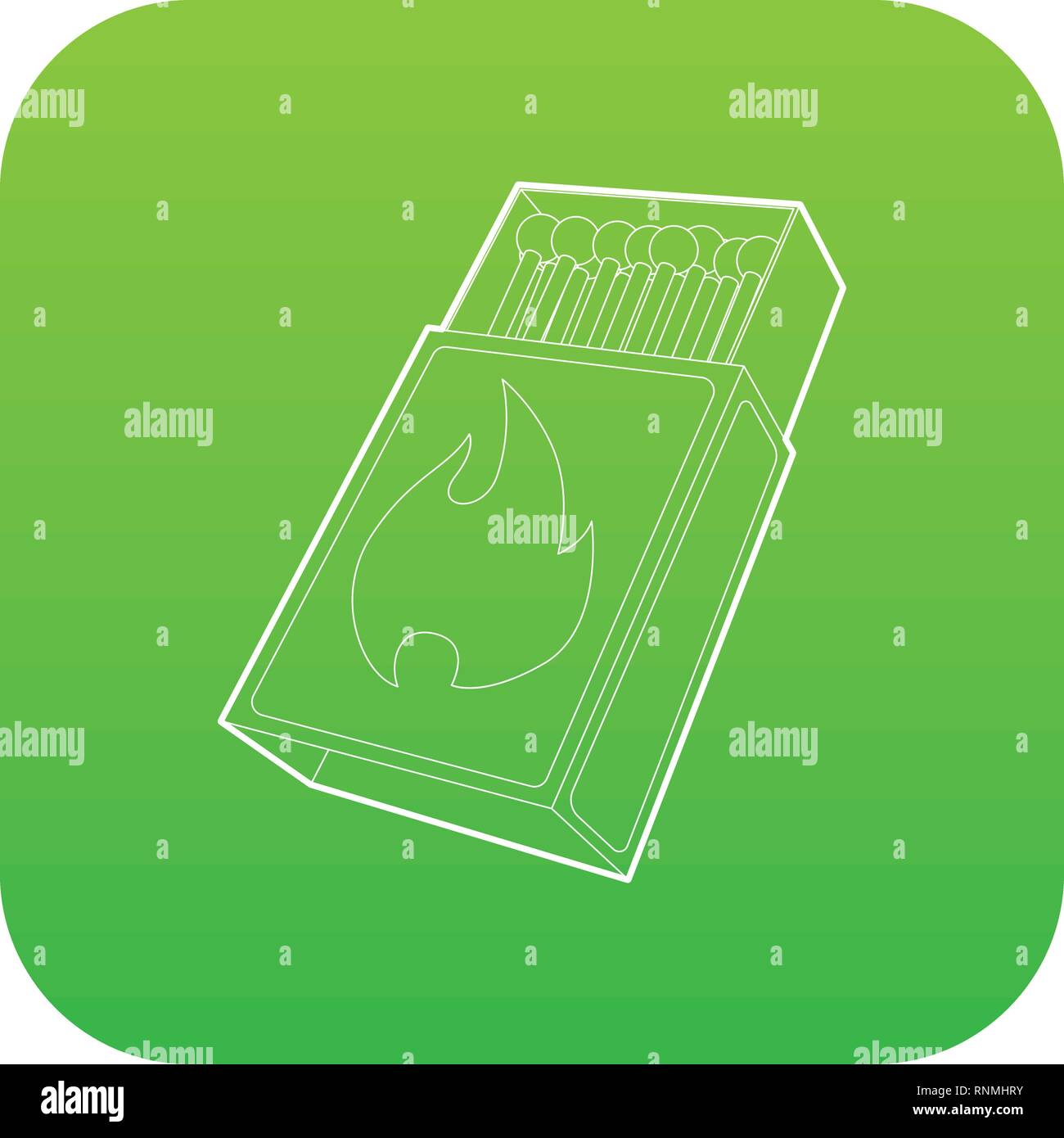 I fiammiferi in scatola icona Vettore verde Illustrazione Vettoriale