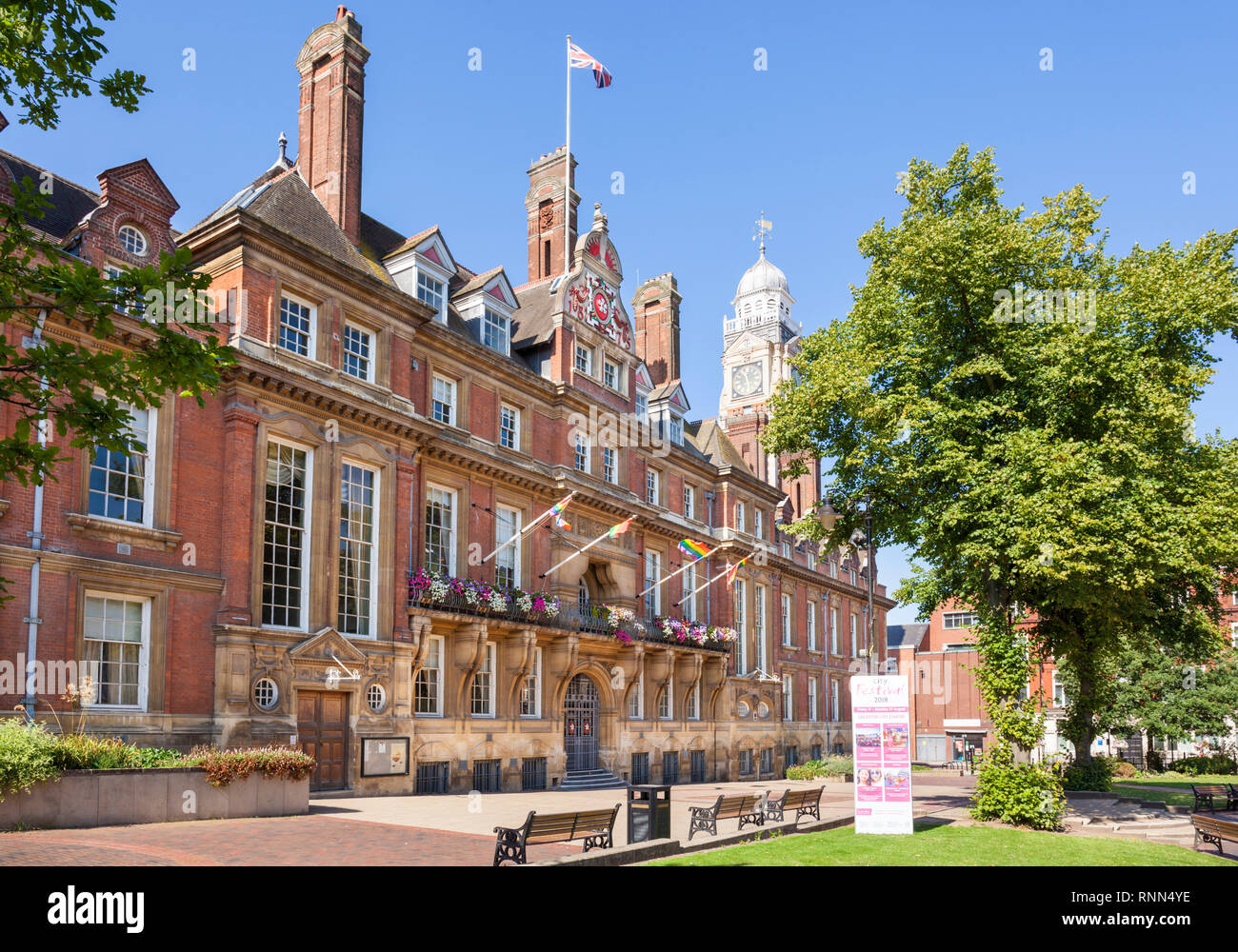 Leicester Town Hall, la Town Hall Square, City Centre, Leicester Leicestershire East Midlands,l'Inghilterra,uk,GB,l'Europa Foto Stock